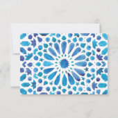 Mediterrane blauwe Tegel bruiloft RSVP Kaartje (Achterkant)