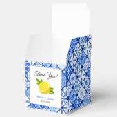 Mediterrane Blauwe Tegel Citroen Dank u Bruiloft Bedankdoosjes (Geopend)
