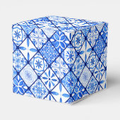 Mediterrane Blauwe Tegel Citroen Dank u Bruiloft Bedankdoosjes (Achterkant)