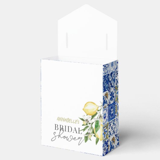 Mediterrane Blauwe Tegel Citrus Citrus Lemon Vrijg Bedankdoosjes (Geopend)