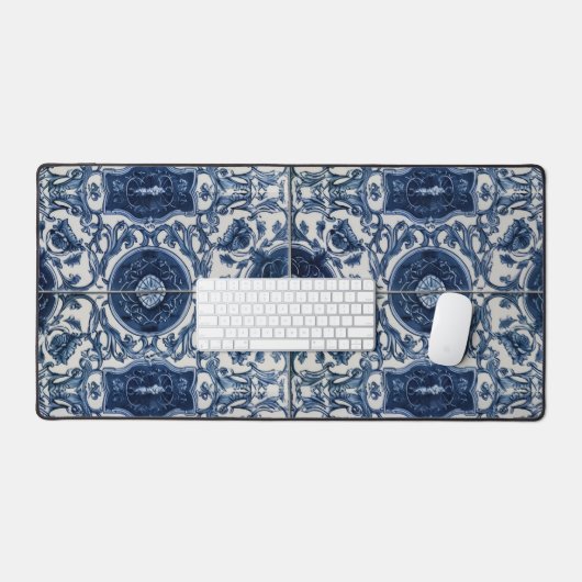 Mediterrane Blauwe Tegel Desk Mat Azulejo Home (Keyboard & Muis)