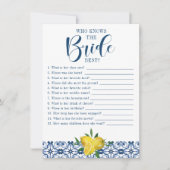 Mediterrane Blauwe Tegel Lemon Vrijgezellenfeest G Kaart (Voorkant)