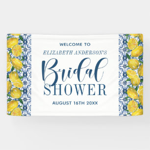 Mediterrane Blauwe Tegel Lemon Vrijgezellenfeest W Spandoek