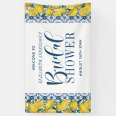 Mediterrane Blauwe Tegel Lemon Vrijgezellenfeest W Spandoek (Verticaal)