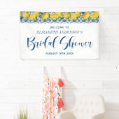 Mediterrane Blauwe Tegel Lemon Vrijgezellenfeest W Spandoek (Insitu)