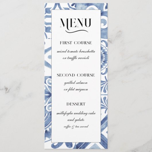 Mediterrane Blauwe Tegel Menu (Voorkant)