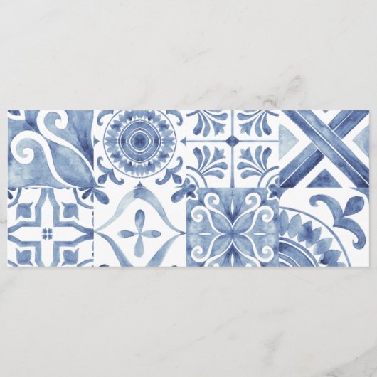 Mediterrane Blauwe Tegel Menu (Achterkant)