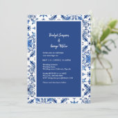 Mediterrane Blauwe Tegel Patroon Kaart (Staand voorkant)