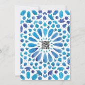 Mediterrane Blauwe Tegel Patroon met QR Save The Date (Achterkant)