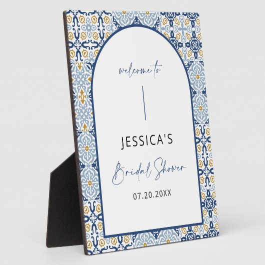 Mediterrane Blauwe Tegel Summer Vrijgezellenfeest  Fotoplaat (Zijkant)