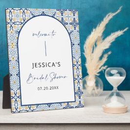 Mediterrane Blauwe Tegel Summer Vrijgezellenfeest  Fotoplaat