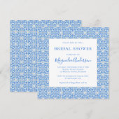 Mediterrane Blauwe Tegel Vrijgezellenfeest Square Kaart (Voorkant / Achterkant)