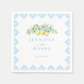 Mediterrane Blauwe Tegels Citroen Italiaans Bruilo Servet (Voorkant)