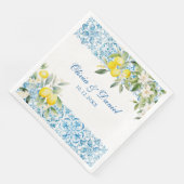 Mediterrane Blauwe Tegels & Citroenbruiloft Servet (Hoek)
