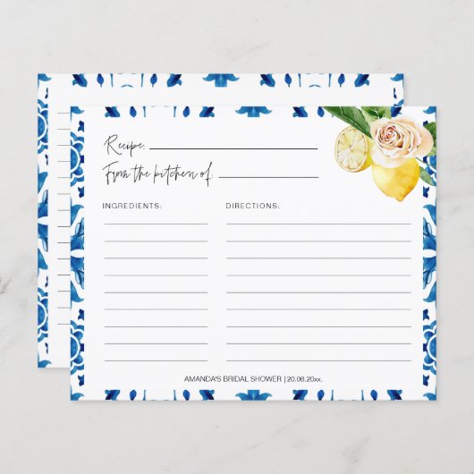 Mediterrane blauwe Tegels Italië Ontvangt Kaarten (Voorkant / Achterkant)