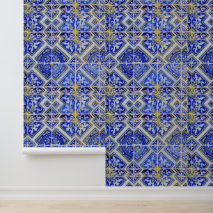 Mediterrane Blauwe Tegels Portugees Azulejo Behang