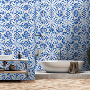 Mediterrane Blauwe Tegels Portugees Azulejo Behang