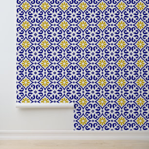 Mediterrane Blauwe Tegels Portugees Azulejo Behang