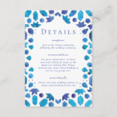 Mediterrane Blauwe Tegels Weddenschap Details Informatiekaartje (Voorkant)
