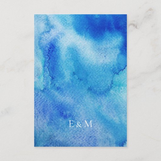 Mediterrane Blauwe Tegels Weddenschap Details Informatiekaartje (Achterkant)