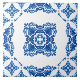 Mediterrane blauwe witte delft tegeltje