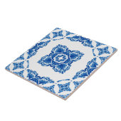 Mediterrane blauwe witte delft tegeltje (Zijkant)