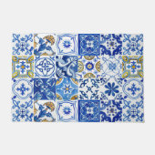 Mediterrane Blauwe, Witte & Gele Waterverf Deurmat (Voorkant)