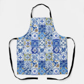 Mediterrane Blauwe, Witte & Gele Waterverf Schort (Voorkant)