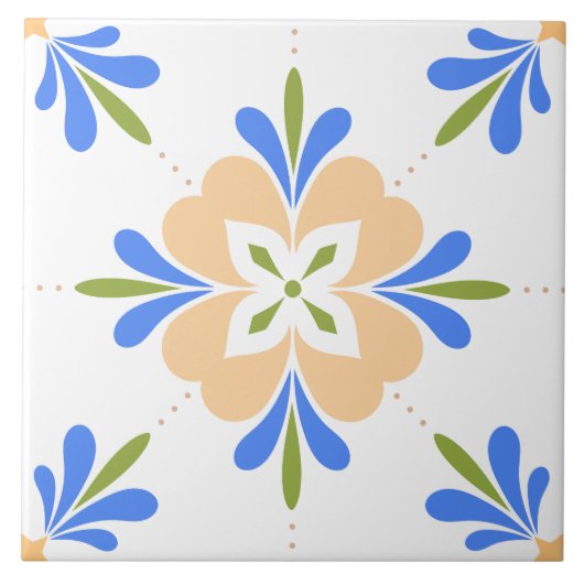 mediterrane bloem tegeltje (Voorkant)