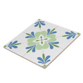 Mediterrane bloemen blauw & groen tegeltje (Zijkant)