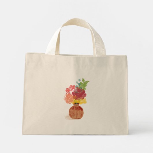Mediterrane Bloemenvaas Mini Tote Bag (Achterkant)
