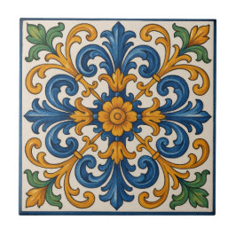 Mediterrane bloemige handgeschilderde stijl tegeltje