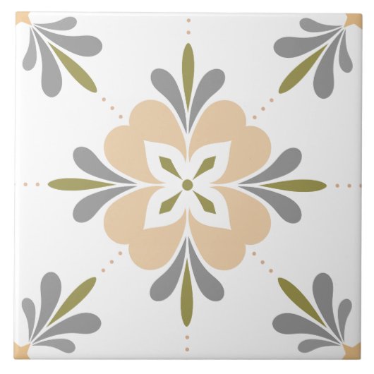 Mediterrane Bloemneutrale Keramische Tegel Tegeltje (Voorkant)