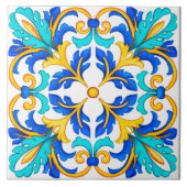 Mediterrane bloemstijl keramische Tegel. Tegeltje (Voorkant)