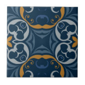 Mediterrane Boho Dark Blue en Oranje Gold Pattern Tegeltje (Voorkant)