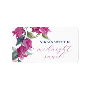 Mediterrane Bougainvillea Birthday Snack Labels