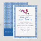 Mediterrane Bougainvillea Griekse QR-code bruiloft Kaart (Voorkant / Achterkant)