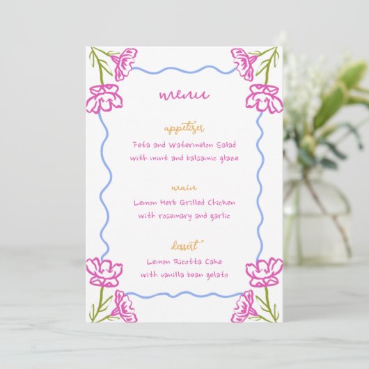 Mediterrane Bougainvillea Italiaanse Bloemen Huwel Menu (Staand voorkant)