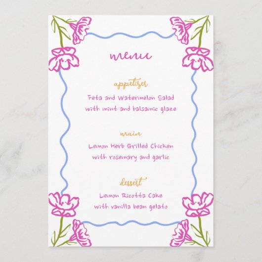 Mediterrane Bougainvillea Italiaanse Bloemen Huwel Menu (Voorkant)