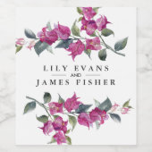 Mediterrane Bougainvillea Trouwgunst Wijn Etiket (Enkel label)