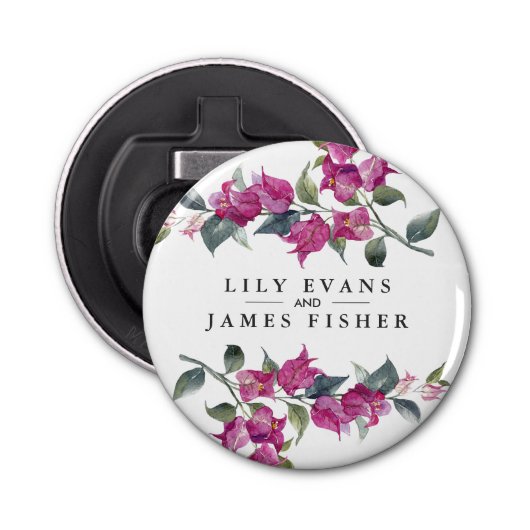 Mediterrane Bougainvillea Trouwplezier Stickers Button Flesopener (Voorkant)