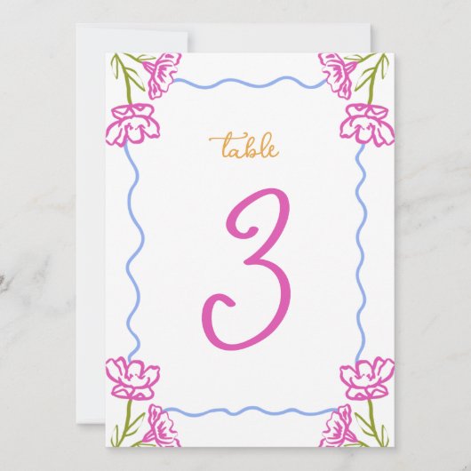 Mediterrane Bougainvillea Trouwtafel Nummer (Voorkant)