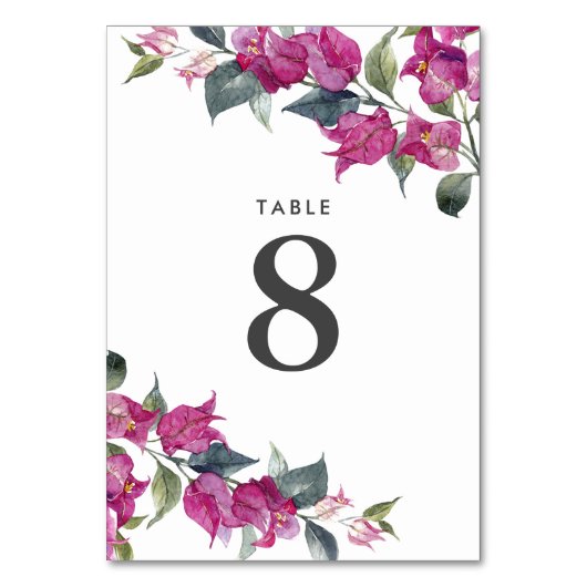 Mediterrane Bougainvillea Trouwtafel Nummer Kaart (Voorkant)