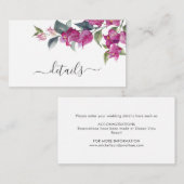 Mediterrane Bougainvillea Wedding Enclosure Card Informatiekaartje (Voorkant / Achterkant)
