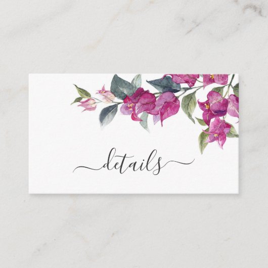 Mediterrane Bougainvillea Wedding Enclosure Card Informatiekaartje (Voorkant)