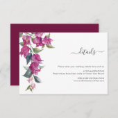Mediterrane Bougainvillea Wedding Enclosure Card Informatiekaartje (Voorkant / Achterkant)