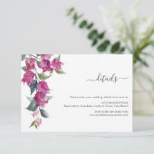 Mediterrane Bougainvillea Wedding Enclosure Card Informatiekaartje (Staand voorkant)