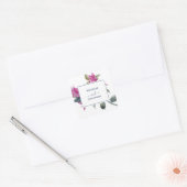 Mediterrane Bougainvillea Wedding Envelope-zeehond Vierkante Sticker (Envelop)