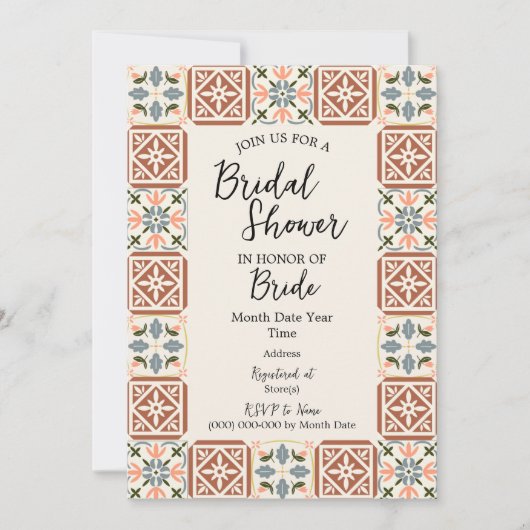 Mediterrane Bridal Shower-uitnodiging Kaart (Voorkant)