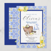 Mediterrane bruidsdouche uitnodiging, Positano Kaart (Voorkant / Achterkant)